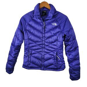 The North Face Women’s Quilted Puffer Coat Size XS Full Zip Jacket Purple Blue